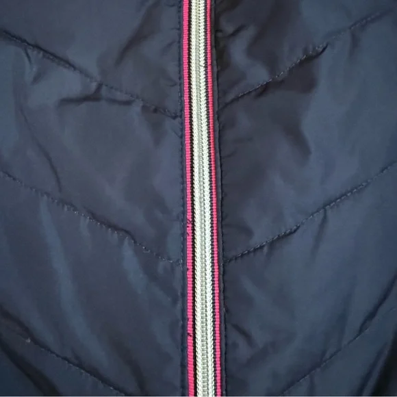 Talbots Navy Quilted Vest with Pink Accents - Picture 2 of 7